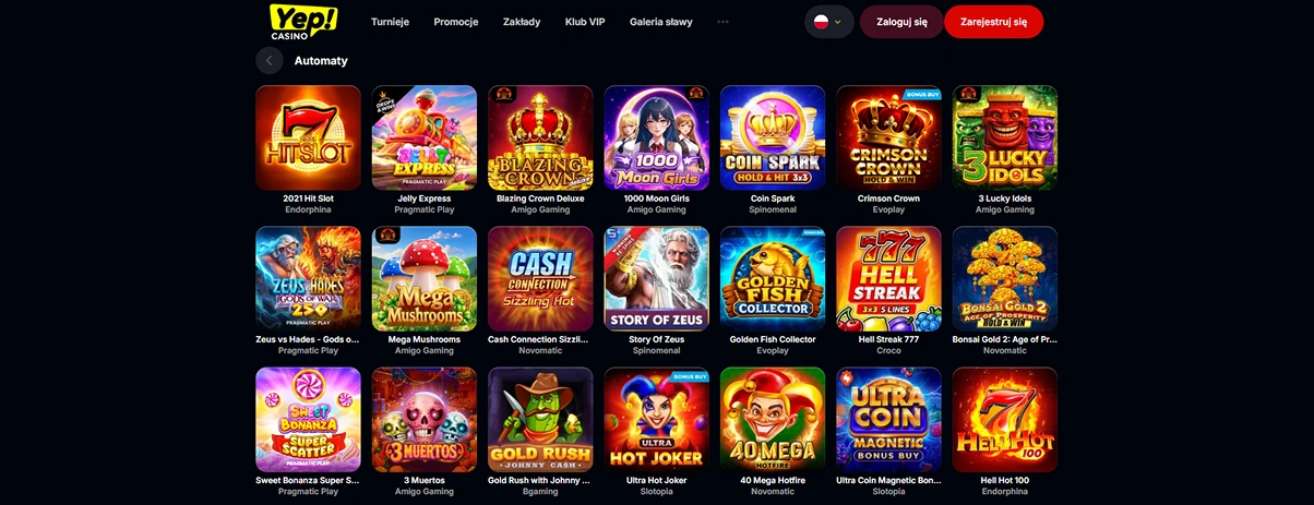 Yep Casino gry kasynowe.