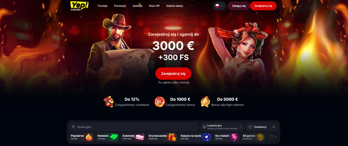 Yep Casino main banner.